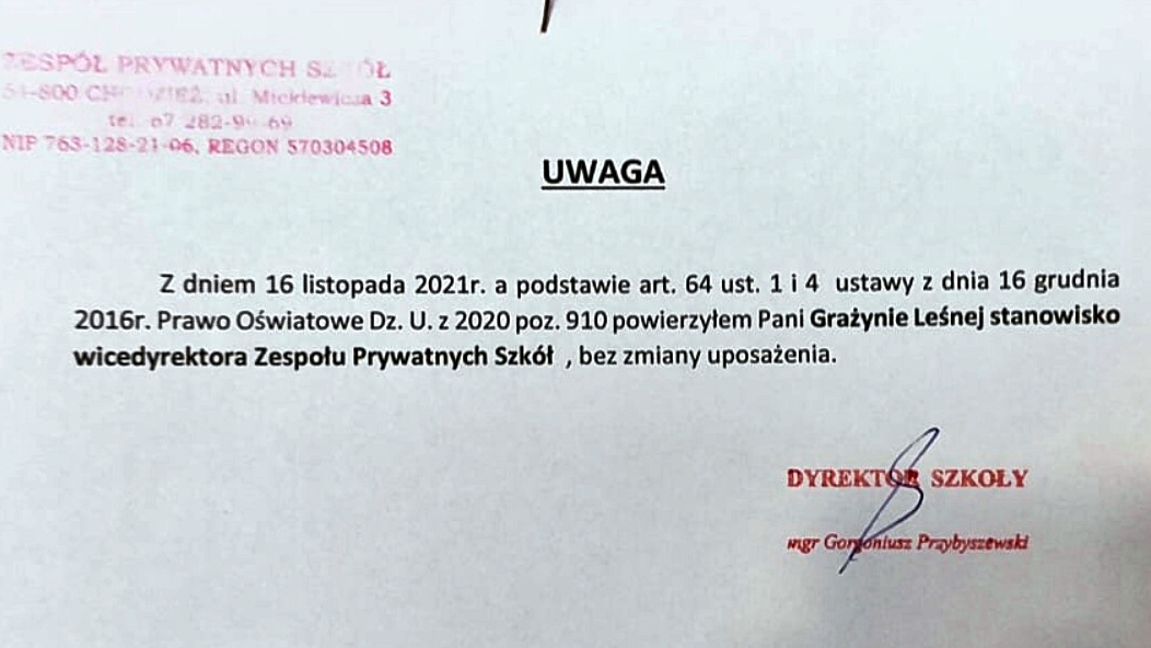powołanie wicedyrektora
